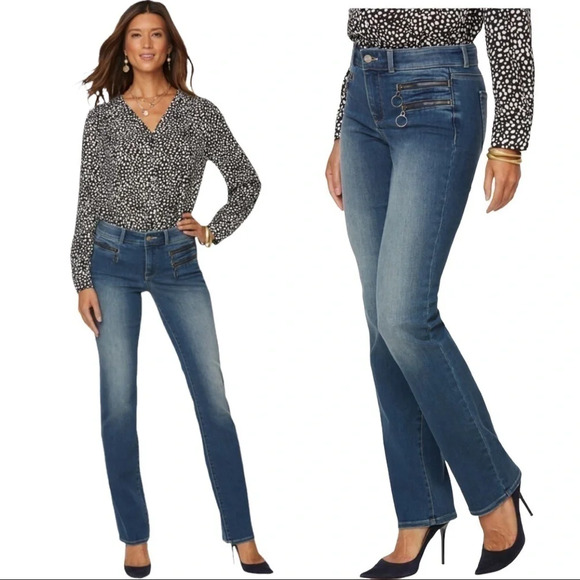 NYDJ Marilyn Hip Zip Straight Leg Jeans - Picture 1 of 11